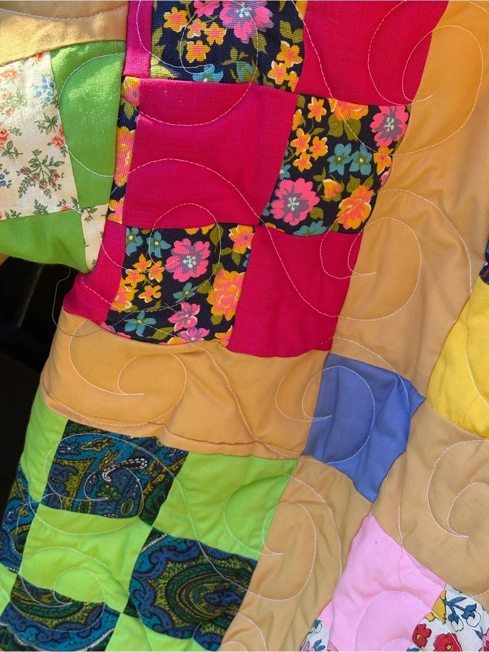 Colorful Patchwork Womans Hooded Jacket, upcycled - Picture 10 of 14